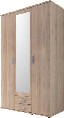 Produktbild von Daniela 120cm Kleiderschrank mit 3 Türen 2 Schubladen und Spiegel - Eiche