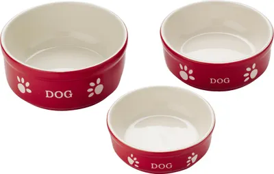 Produktbild von Nobby Hunde Keramiknapf "DOG" 12 X 12 X 3,7 cm rot / beige