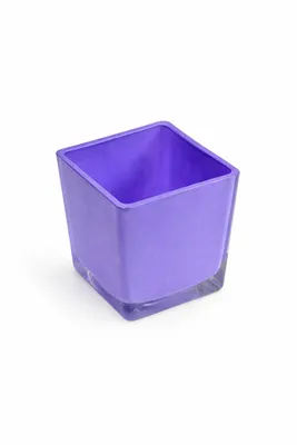 Produktbild von Glaswürfel 6cm lila Vierkant Dekoglas Würfelglas Windlicht Teelichtglas Blumentopf