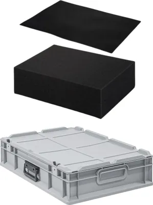 Produktbild von Eurobox NextGen Portable mit Rasterschaumstoff & Schaumstoffeinlage  Germany | HxBxT 13,5x40x60cm | 23 Liter | Eurobehälter, Transportbox, Transportbehälter, Stapelbehälter
