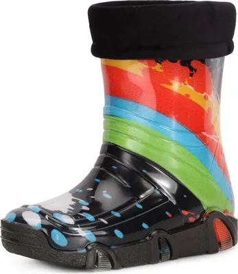 Produktbild von Ladeheid Kinder Mädchen Jungen Gummistiefel Gefüttert Swk2020 (Schwarz Muster-34, 35/36)