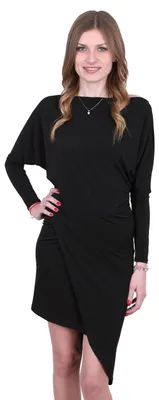 Produktbild von John Zack Asymmetrisches Mini Wickel Kleid mit Raffungen Dolmanärmel  Schwarz S