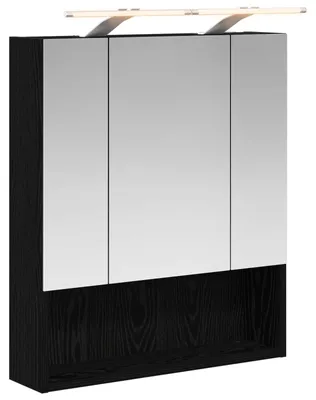 Zdjęcie produktu dla Szafka łazienkowa z lustrem vidaXL, czarna, imitacja dębu, 60 x 14,5 x 70 cm