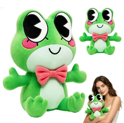 Immagine prodotto di Peluche a forma di rana, 25 cm, realizzato in materiale morbido, ideale per la cameretta dei bambini