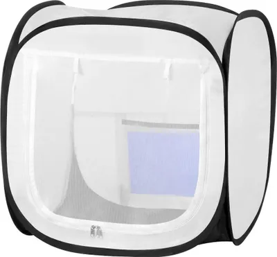 Zdjęcie produktu dla Przenośny namiot lakierniczy, 405 x 405 x 430 mm, rozkładany przenośny namiot do malowania natryskowego z drzwiami z siatki, namioty do malowania natryskowego małych modeli, rzeźb, ramek do zdjęć, konstrukcja rozkładana, wodoodporny