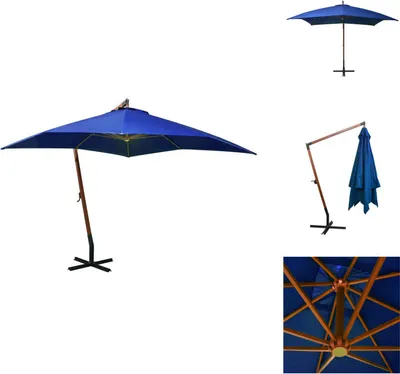 Produktbild von vidaXL Ampelschirm mit Mast Azurblau 3x3 m Massivholz Tanne - Sonnenschirme & Sonnenschutze