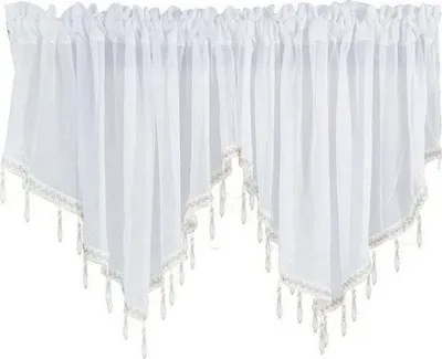 Produktbild von 2 Stück Vorhänge Quaste vorhang Halbtransparente Gardinen, Weiß, Größe: 130*60cm