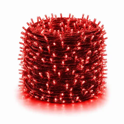 Image de 100M 2000LEDs, 8 modes d'éclairage, Guirlande lumineuse LED de Noël, Guirlande électrique Câble transparent, Lumière de décoration intérieure, Éclairage de fête, Rouge