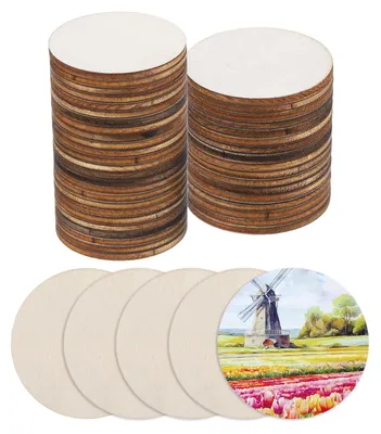 Produktbild von Holzscheiben zum Basteln - 50 Stück - Naturholz - 4 cm Durchmesser