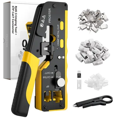 Productafbeelding van RJ45 Crimp Tool Kit met 20 CAT7 Connectoren en 20 Beschermhoezen