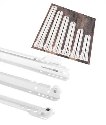Produktbild von BigDean 1 Paar Schubladenschienen 250mm - Schubladenauszug weiß - Schienen für Schubladen - Teilauszug Schienensystem Rollenführung Schubladenführung