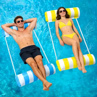 Produktbild von Wasserhängematte 2er-Set, wasserfest, für Garten und Camping, blau, für Kinder und Erwachsene