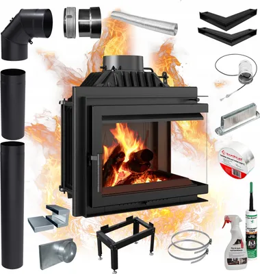 Produktbild von Eckkamineinsatz KRATKI SIMPLE 8kW Ø200 Rechts Öko Gusseisen SET