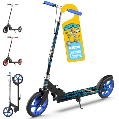 Produktbild von Kinderroller ab 6 Jahre, Klappbarer Cityroller mit Handbremse, 3-Fach Höhenverstellbar, Aluminium Tretroller für Jungen & Mädchen, Blau