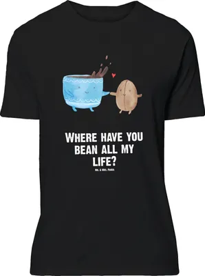 Produktbild von Mr. & Mrs. Panda Größe XL T-Shirt Kaffee Bohne - Schwarz - Geschenk, Zufriedenheit, Lustige Sprüche, Tshirt, Glück, Genuss, Kaffeebohne, mit Spruch, Shirt
