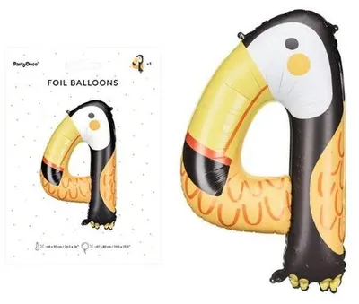 Obrázok produktu pre Fóliový balón Numeral 4 Toucan 68x91cm mix 19393