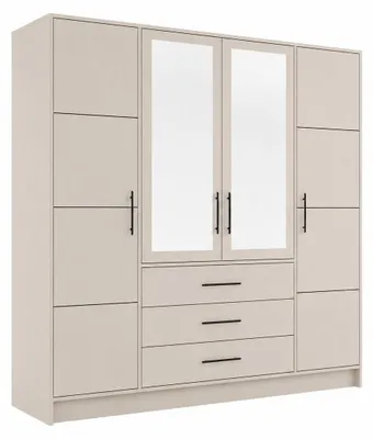 Produktbild von Masseno Drehtürenschrank ELISE 196/200/57,5cm 4-türig mit Spiegel Kaschmir