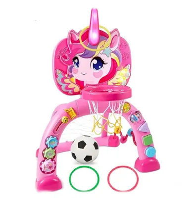 Image de COIL But de football pour enfants, But de football interactif, Jeu d'activité multi-sports 2en1, Basketball, Football, Musique, Formes, pour enfants de 12 mois et plus, Rose