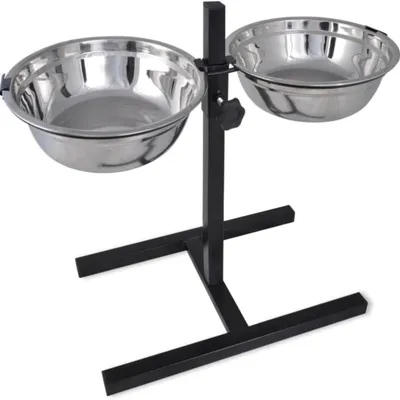 Image de Support pour gamelles de chien Zimilo réglable en hauteur, avec 2 gamelles en acier inoxydable de 4,1 l, double gamelle, stable, facile à nettoyer, pour chiens de toutes tailles