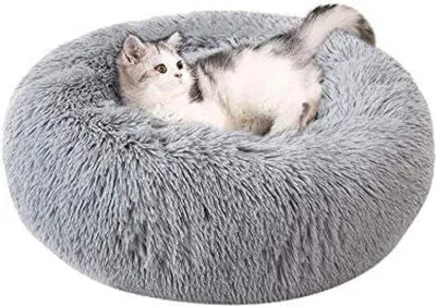 Produktbild von Famanu Hundebett und Katzenbett aus Plüsch - Rund, weich und komfortabel