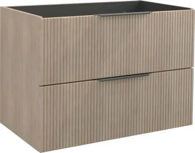 Produktbild von Jungborn Waschbeckenunterschrank QUATTRO BxHxT 80 x 55 x 46 cm Frontfarbe tabak eiche geriffelt inkl. Einzelsiphon