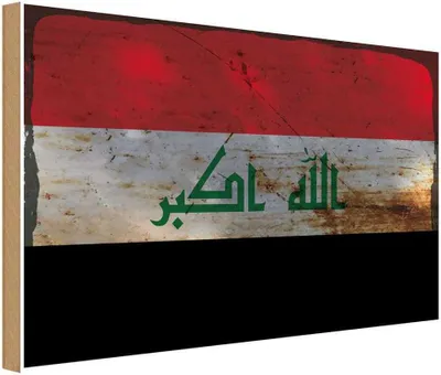 Produktbild von vianmo Holzschild 20x30 cm Irak Iraq Rost Flagge Fahne Wappen