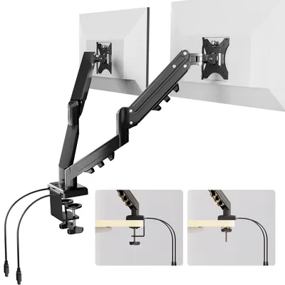Produktbild von FLEXISPOT MA1 Dual Monitorhalterung 17–32 Zoll mit USB-Anschlüssen, Gasdruckfeder Monitorarm für 2 Monitore, höhenverstellbar & flexibel schwenkbar