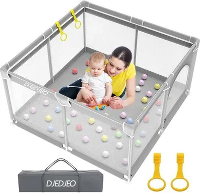 Produktbild von Klappbare Babybox 125cm, atmungsnetz, Reißverschluss, grau