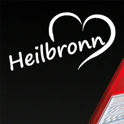 Produktbild von Auto Aufkleber Heilbronn Herz Stadt City Liebe Love Heart 15x8 cm Weiss Matt Sticker Heckscheibenaufkleber