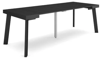 Ausziehbarer Konsole-Esstisch, 220 cm, für 10 Personen, schwarz