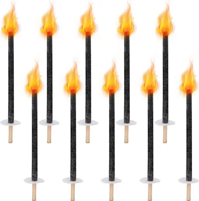 Immagine prodotto di Jopassy 10x torce, torce di cera con protezione per le mani, con manico extra lungo, per escursioni notturne ed eventi in giardino o per Pasqua/Capodanno, 42 cm