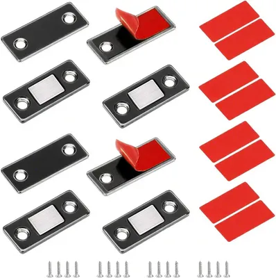 Imagen del producto de Imanes para puertas, gran poder de sujeción magnética, paquete de 4 unidades, autoadhesivos, para puertas de armario y puertas correderas