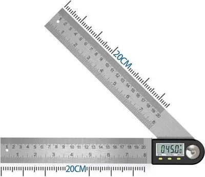 Immagine prodotto di Misuratore d'angolo digitale (0-360°), righello in acciaio inossidabile con display LCD.