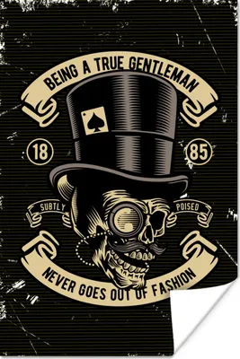 Produktbild von MuchoWow® Poster Totenkopf - Hut - Retro - Zeichnung 120x180 cm - Kunstposter
