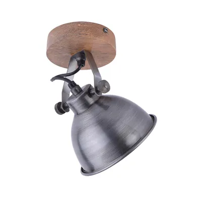 Image de Applique, bois, fer, spot orientable, H 21,5 cm