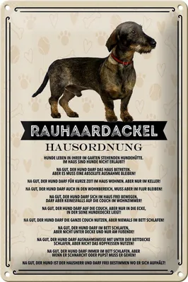 Produktbild von Blechschild Spruch 20x30cm Rauhaardackel Hausordnung