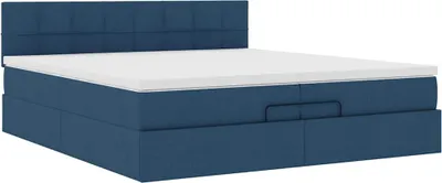 Produktbild von Ottoman-Bett mit Matratze Blau 200x200 cm Stoff