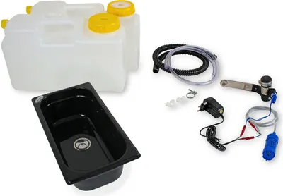 Image de 230V Camping évier kit technique lavabo kit évier 325x176x100mm black