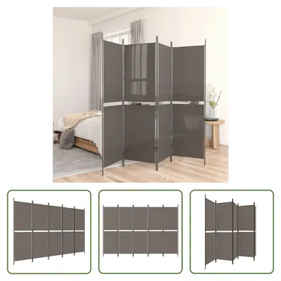 Zdjęcie produktu dla The Living Store 5-pc. Tkanina Paravent Anthracite 250x180 cm