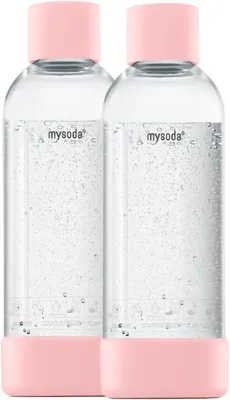 Productafbeelding van Waterfles - 2 x 1L - BPA-vrij plastic - Quick-Lock sluiting - Houtcomposiet details - Geschikt voor alle Mysoda bruiswatermakers - Roze