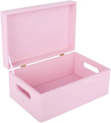 Obrázek produktu pro Creative Deco Růžová Dřevěná Krabice s Víkem a Uchy | 30 x 20 x 14 cm (+/- 1 cm) | Paměťová Schránka Dětská Velká | Ideální pro Dokumenty Cennosti Hračky a Nářadí