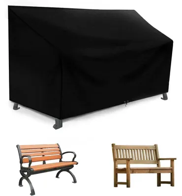 Zdjęcie produktu dla Pokrowiec na ławkę ogrodową, wodoodporny, dwuosobowy, wymiary 134x66x63/89 cm, materiał Oxford 420D, kolor czarny