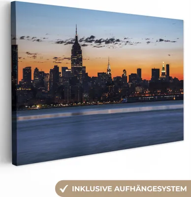 Produktbild von OneMillionCanvasses® - Leinwandbilder - 150x100 cm, New York - Skyline - Amerika, Wandbilder Kunstdruck Wanddekoration