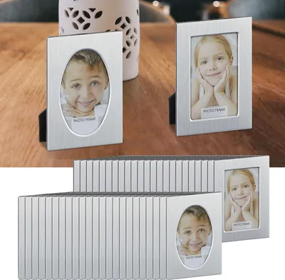 Produktbild von Bilderrahmen Mini 48er Set für Bildergröße 3x5cm Tischkarten DIY zwei Motive 12 oval 36 rechteckig