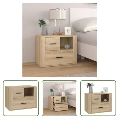 Produktbild von The Living Store Nachttisch Sonoma-Eiche 60x36x45 cm Holzwerkstoff