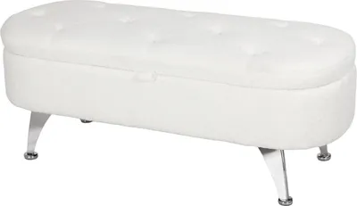 Immagine prodotto di Panca con vano portaoggetti, panca imbottita con coperchio, panca da letto con effetto velluto orsacchiotto, per corridoio, camera da letto, soggiorno, struttura in metallo 114 x 47 x 46,5 cm bianco