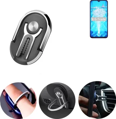 Produktbild von K-S-Trade 3in1 Smartphone-Ring Handy-Ring kompatibel mit Oppo F9 Pro Fingerhalterung  Handyring Tischständer Lüftungsgitter-Halterung Tisch Ständer