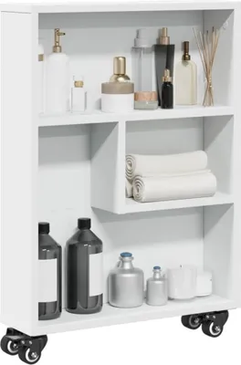 Immagine prodotto di Maison Exclusive - Carrello portaoggetti stretto bianco 48x13x68 cm Materiale ligneo