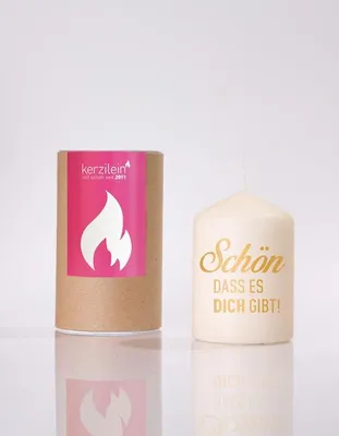 Produktbild von Flämmchen, gold "Schön dass es dich gibt"