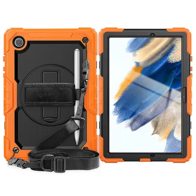 Produktbild von 4in1 Cover für Samsung Tab A8 X200 X206 10.5 Extrem Schutz + Stativ Orange